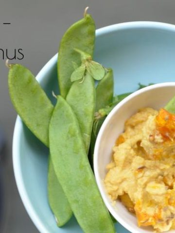 A healthy pumpkin hummus recipe that is made with dried chickpeas in the slow cooker recipe